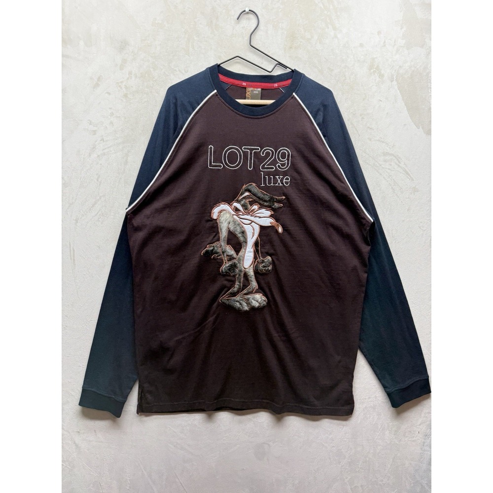 VTG Y2K Lot 29 Luxe Looney Tunes Wile E Coyote Shirt 3XL NWT Raglan Long Sleeve